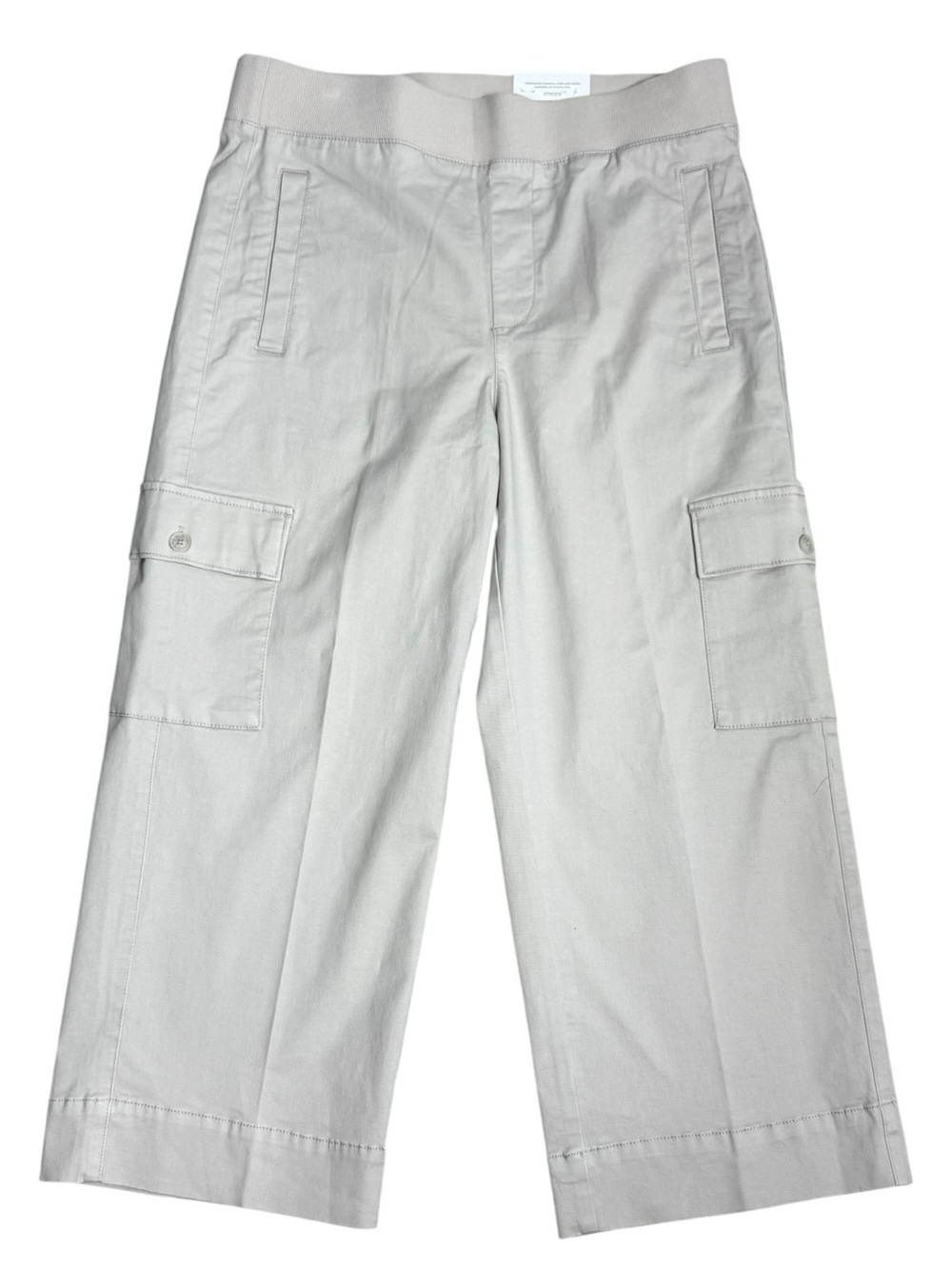 Chico’s Pull-On Cargo Wide Crop Pants Smokey Taupe Khaki Size 1.5 (US 10) NWT - Picture 2 of 6